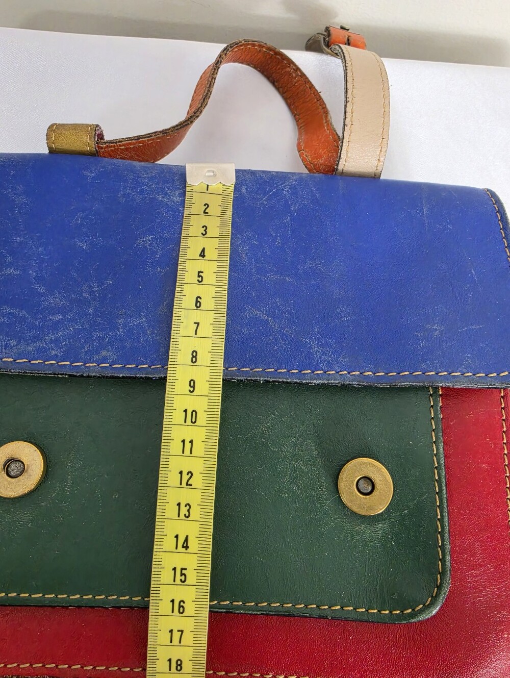 Colorblock Leather Crossbody Satchel Bag - Picture 11 of 12